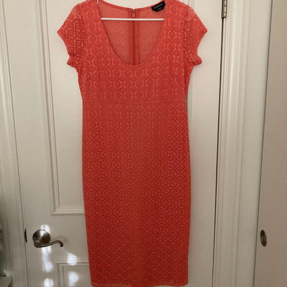 Bebe lace coral midi dress